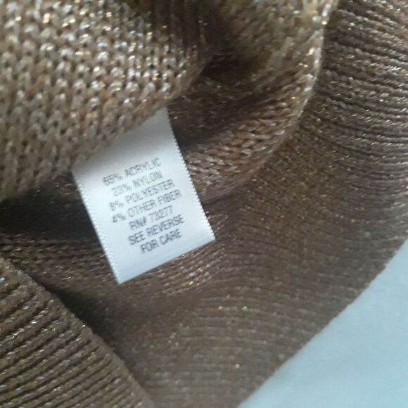 Apt 9 Sweater Top Womens Large Gold Metallic Sparkle Long Sleeves - Picture 10 of 11